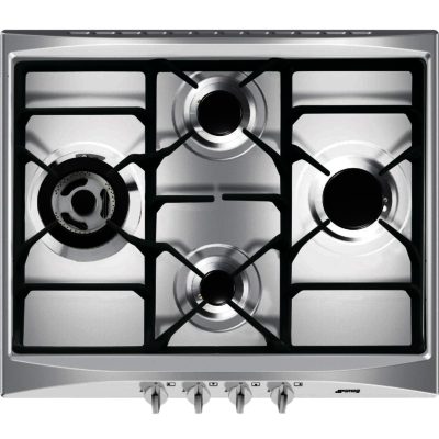 Smeg SR264XGH 60cm Cucina 4 Burner Gas Hob with New Style Controls  in Stainless Steel